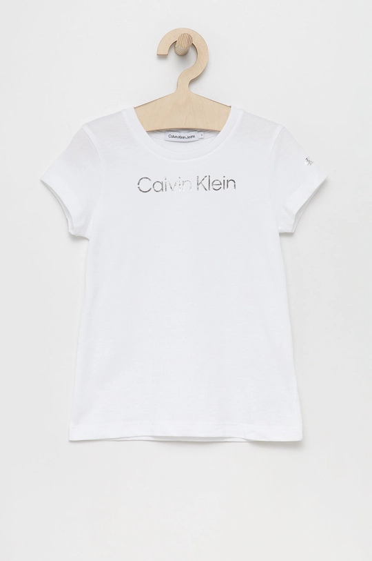 biały Calvin Klein Jeans t-shirt bawełniany dziecięcy IG0IG01350.PPYY Dziewczęcy