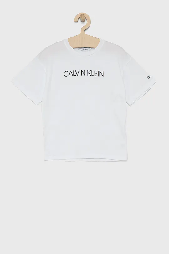 biela Detské bavlnené tričko Calvin Klein Jeans Dievčenský