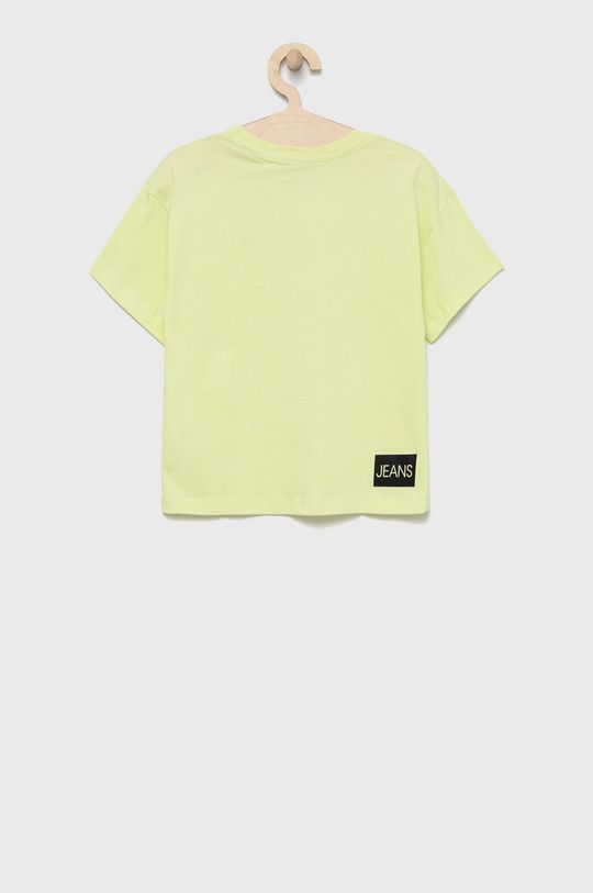 Dječja pamučna majica kratkih rukava Calvin Klein Jeans svjetlo zelena
