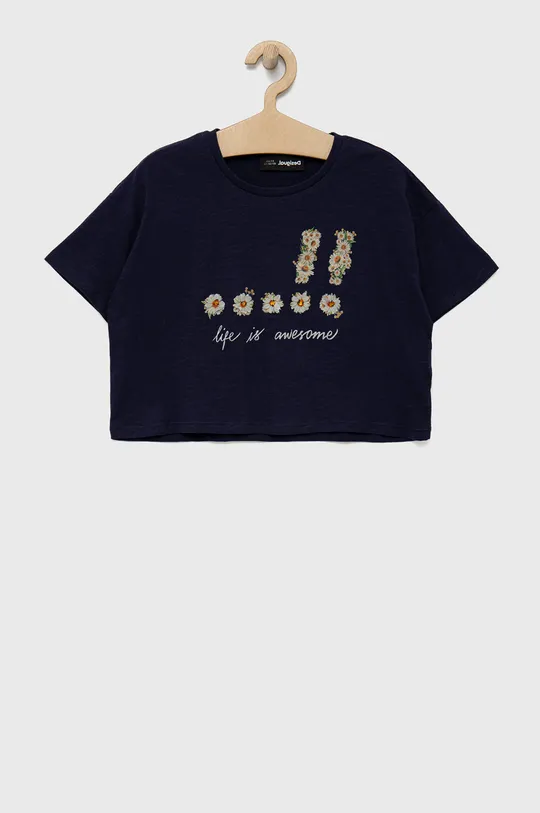 Detské bavlnené tričko Desigual tmavomodrá