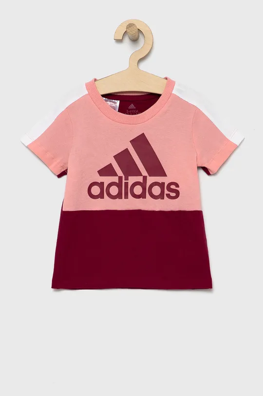 roza Otroška bombažna kratka majica adidas Performance Dekliški