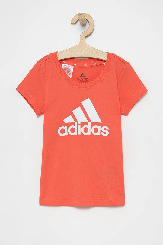 różowy adidas Performance T-shirt bawełniany dziecięcy HE1979 Dziewczęcy