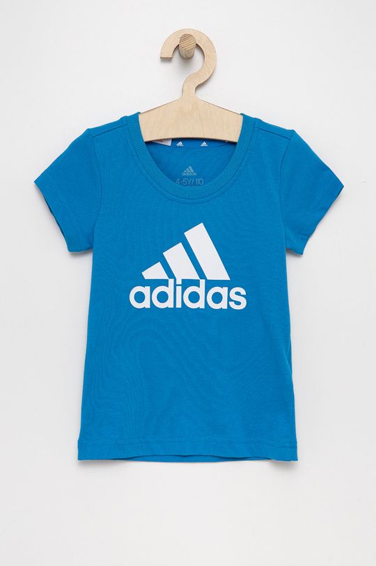 modrá Dětské bavlněné tričko adidas Performance HG8656 Dívčí