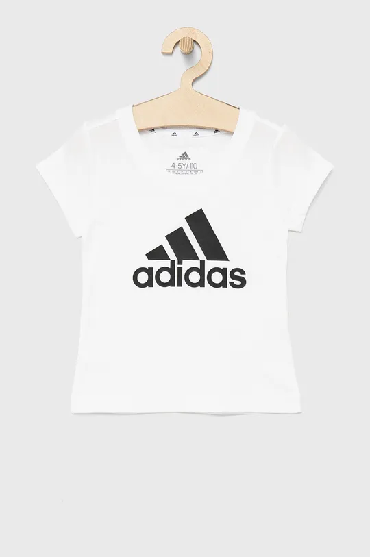 bela adidas Performance bombažna otroška majica Dekliški