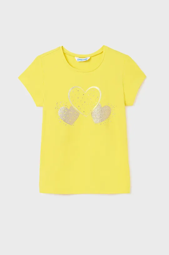 żółty Mayoral T-shirt bawełniany dziecięcy Dziewczęcy