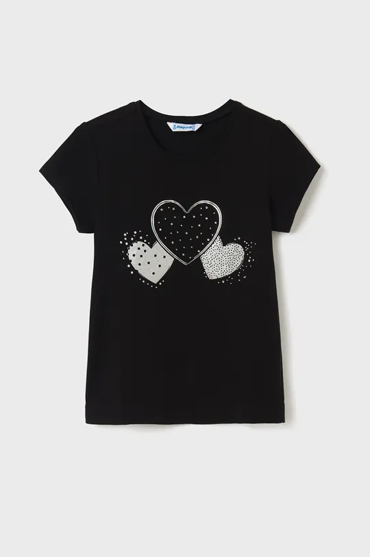 μαύρο Παιδικό βαμβακερό μπλουζάκι Mayoral Για κορίτσια