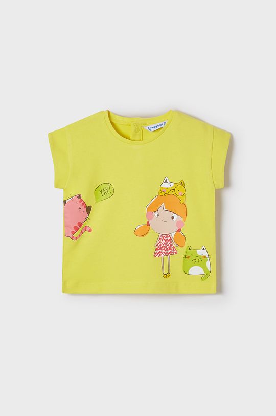 żółty Mayoral T-shirt bawełniany dziecięcy Dziewczęcy