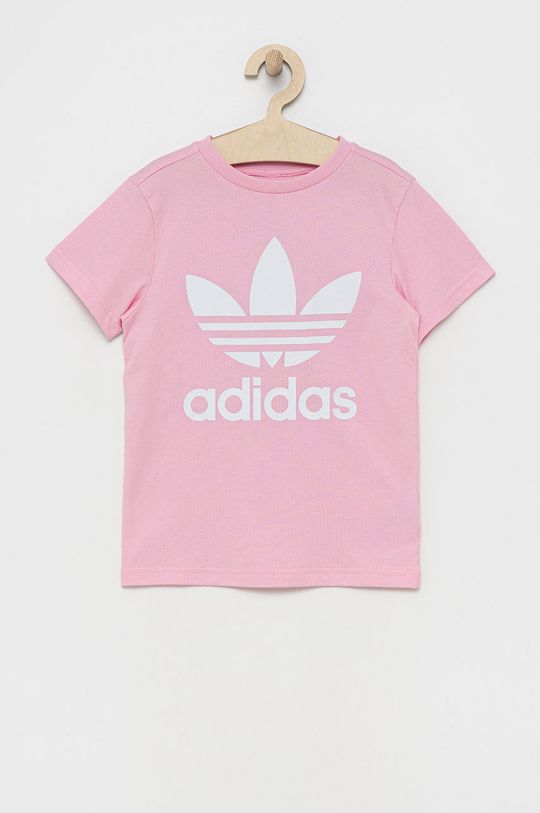 růžová Dětské bavlněné tričko adidas Originals HC9585 Dívčí