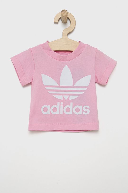 růžová Dětské bavlněné tričko adidas Originals HE2188 Dívčí