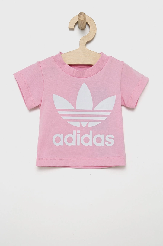 różowy adidas Originals t-shirt bawełniany dziecięcy HE2188 Dziewczęcy