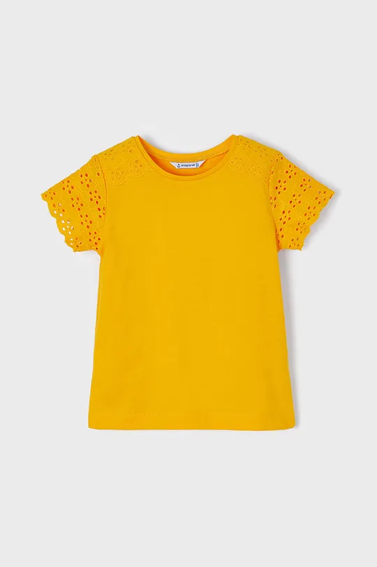 pomarańczowy Mayoral T-shirt bawełniany dziecięcy Dziewczęcy