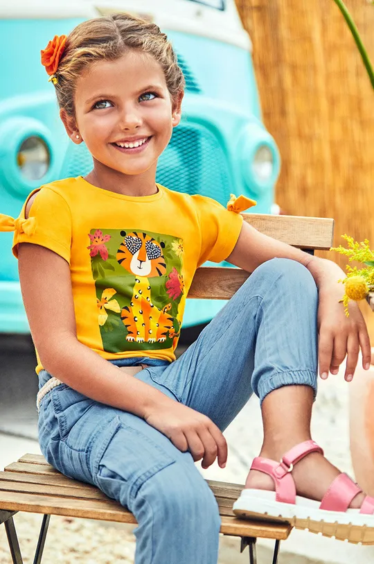 помаранчевий Дитяча бавовняна футболка Mayoral Для дівчаток
