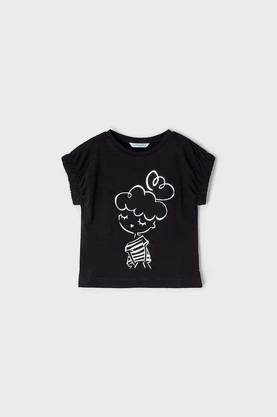 czarny Mayoral T-shirt bawełniany dziecięcy Dziewczęcy