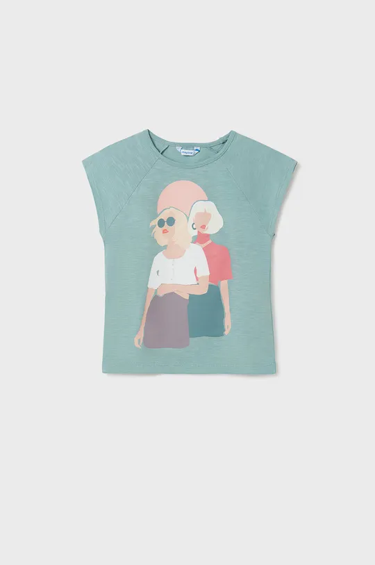 τιρκουάζ Παιδικό βαμβακερό μπλουζάκι Mayoral Για κορίτσια