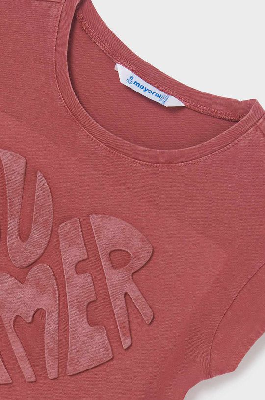 ružovo-červená Detské bavlnené tričko Mayoral