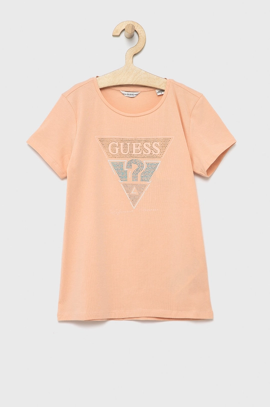 różowy Guess t-shirt dziecięcy Dziewczęcy