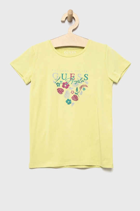 zielony Guess t-shirt dziecięcy Dziewczęcy