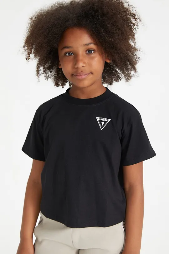 čierna Detské bavlnené tričko Guess Dievčenský