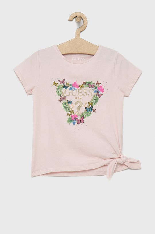 pastelowy różowy Guess t-shirt dziecięcy Dziewczęcy
