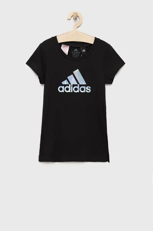 μαύρο Παιδικό βαμβακερό μπλουζάκι adidas Performance Για κορίτσια