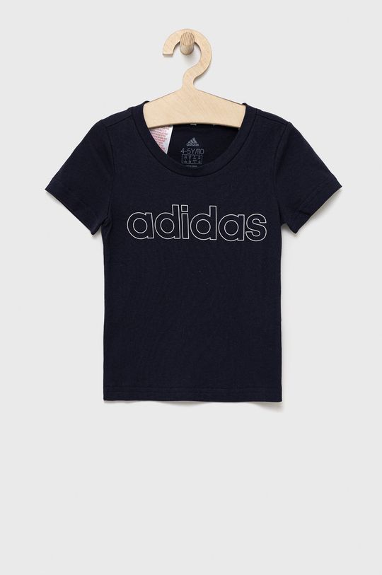 темно-синій Дитяча бавовняна футболка adidas Performance Для дівчаток