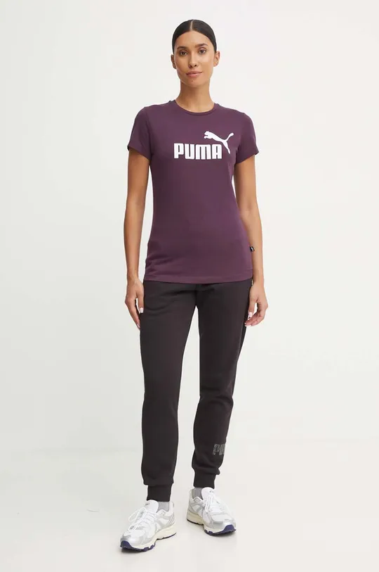 Детская хлопковая футболка Puma 586775 фиолетовой AW24