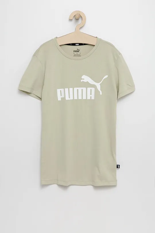 zielony Puma t-shirt bawełniany 586775 Dziewczęcy