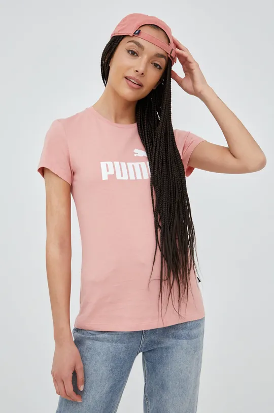 ροζ Παιδικό βαμβακερό μπλουζάκι Puma Για κορίτσια