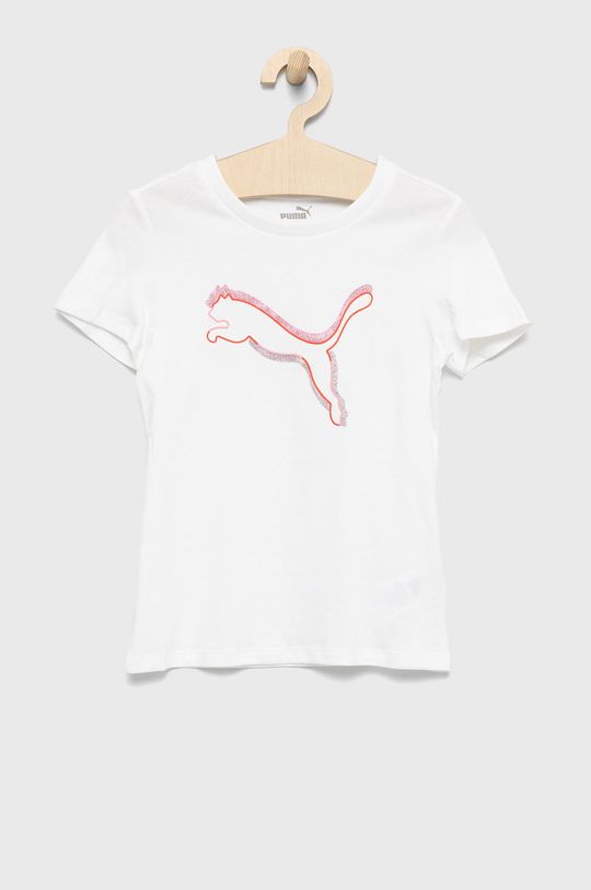 biały Puma t-shirt bawełniany dziecięcy 846947 Dziewczęcy