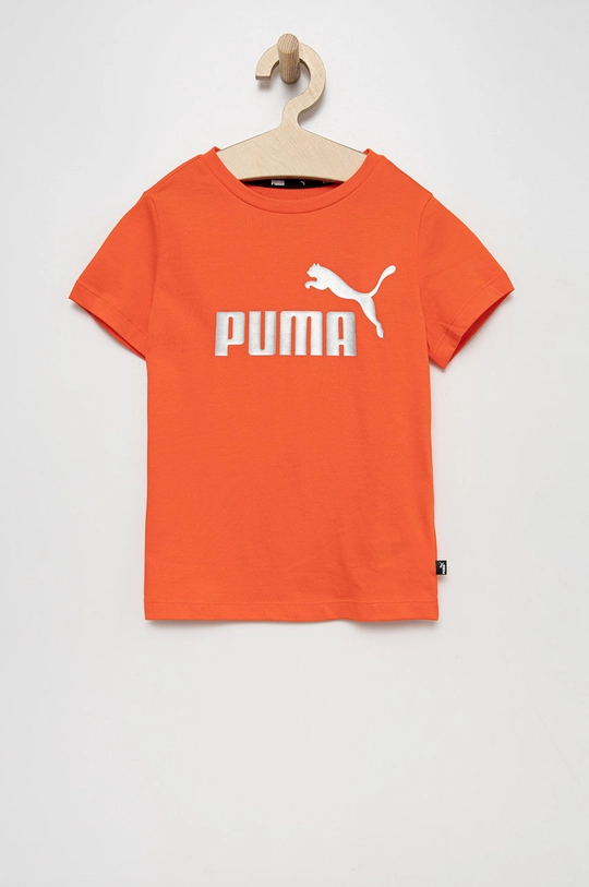 oranžová Detské bavlnené tričko Puma 846953 Dievčenský