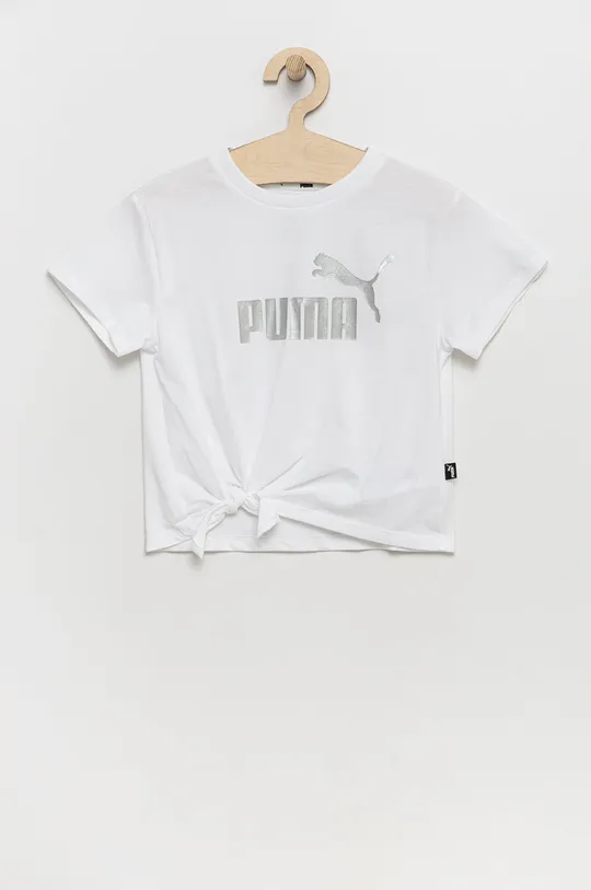 bijela Dječja pamučna majica kratkih rukava Puma Za djevojčice