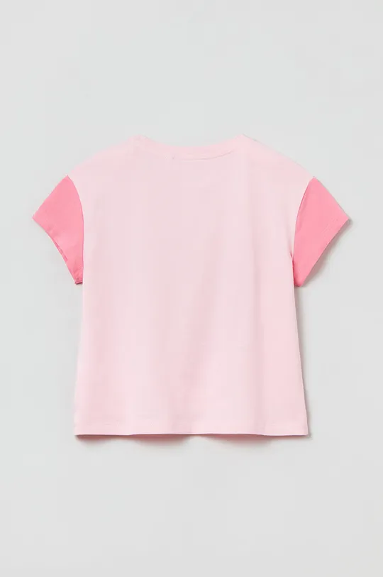 OVS t-shirt bawełniany dziecięcy różowy