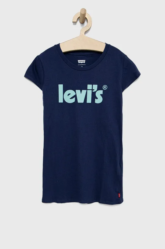 granatowy Levi's t-shirt bawełniany dziecięcy Dziewczęcy