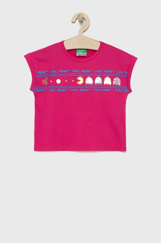 roza Otroški bombažen t-shirt United Colors of Benetton Dekliški