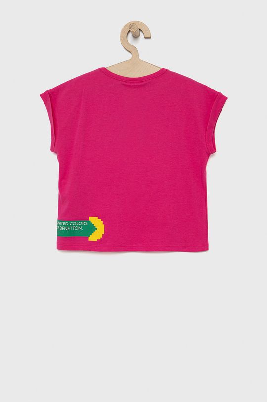 United Colors of Benetton t-shirt bawełniany dziecięcy fuksja