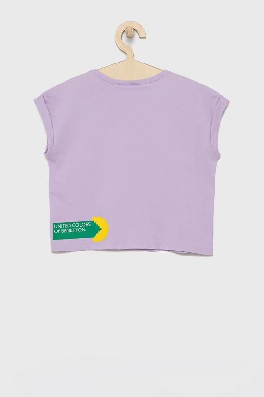 United Colors of Benetton - Παιδικό βαμβακερό μπλουζάκι x Pac-Man μωβ