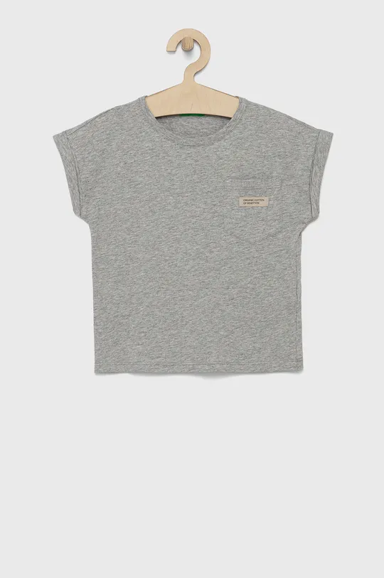 sivá Detské bavlnené tričko United Colors of Benetton Dievčenský