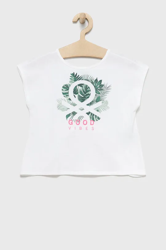 bela Otroški bombažen t-shirt United Colors of Benetton Dekliški