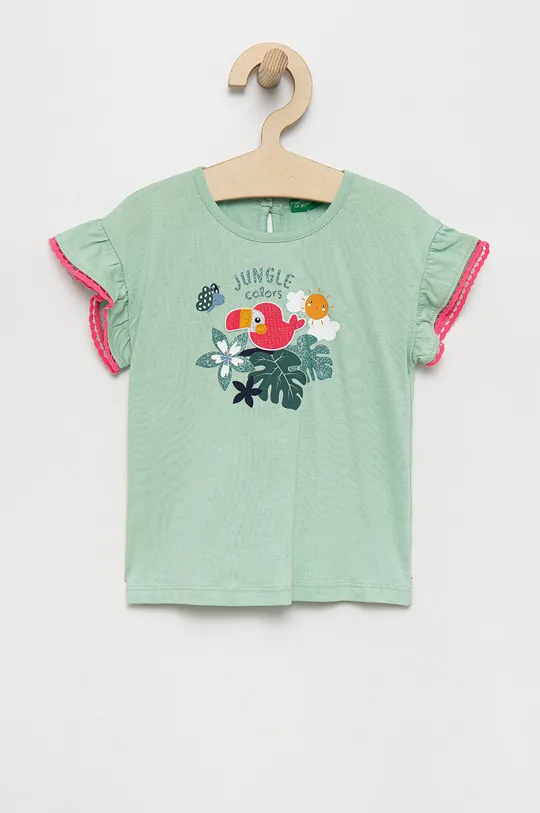 zelená Detské bavlnené tričko United Colors of Benetton Dievčenský