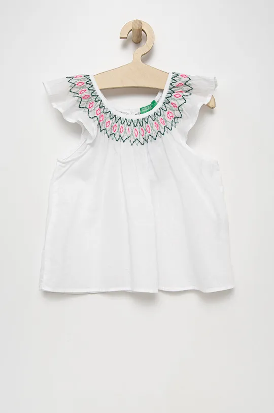bijela Dječja pamučna bluza United Colors of Benetton Za djevojčice