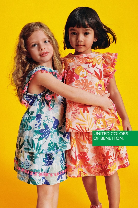 зелений Дитяча бавовняна блузка United Colors of Benetton