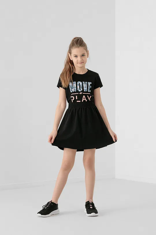 чорний Дитяча бавовняна футболка 4F Для дівчаток