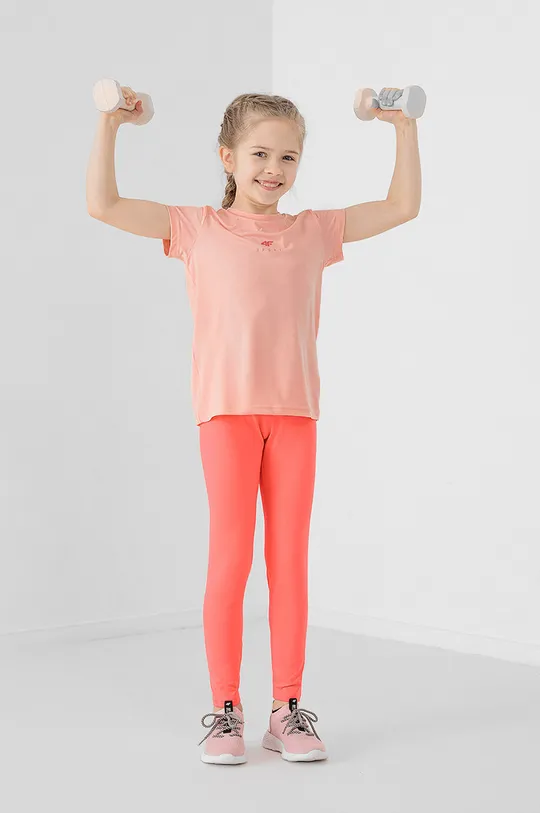 różowy 4F t-shirt bawełniany dziecięcy Dziewczęcy