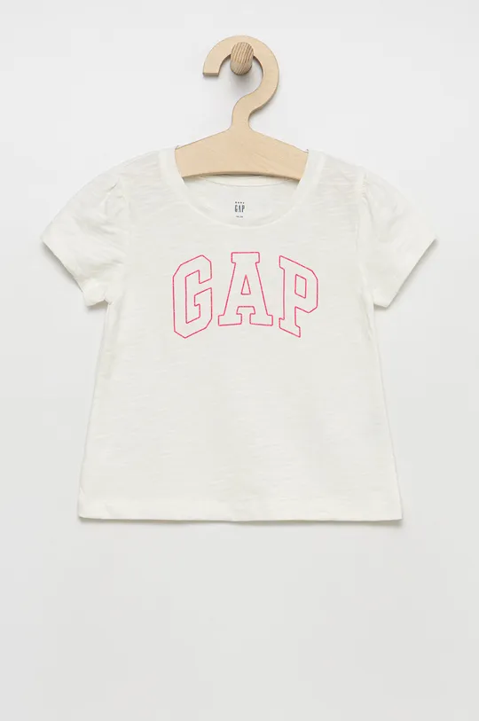 bijela Dječja pamučna majica kratkih rukava GAP Za djevojčice