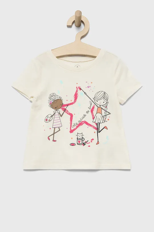 béžová Detské bavlnené tričko GAP Dievčenský
