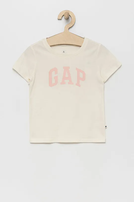 бежевий GAP дитяча бавовняна футболка Для дівчаток
