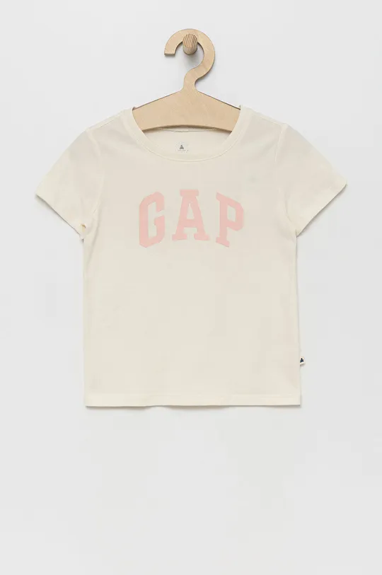 beżowy GAP t-shirt bawełniany dziecięcy Dziewczęcy