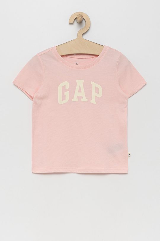 pastelowy różowy GAP t-shirt bawełniany dziecięcy Dziewczęcy