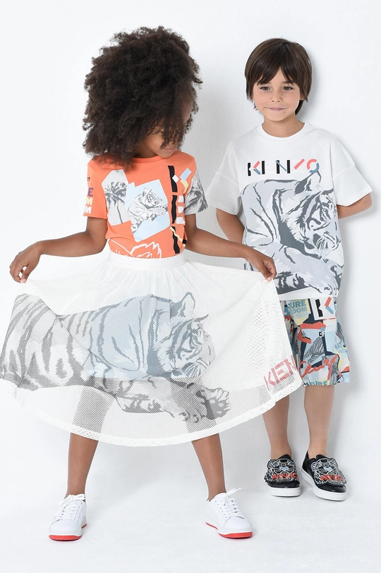 pomarańczowy Kenzo Kids t-shirt bawełniany dziecięcy Dziewczęcy