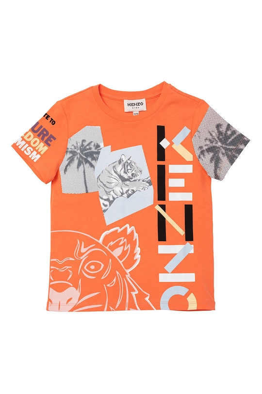 Kenzo Kids t-shirt bawełniany dziecięcy pomarańczowy